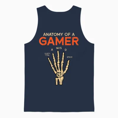 Anatomy of a Gamer Skeleton Hand Funny Men Boys Kids Teens Unisex Tank Top - Navy