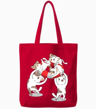 Cuties - Playing on the Beach Tote Bags - Red