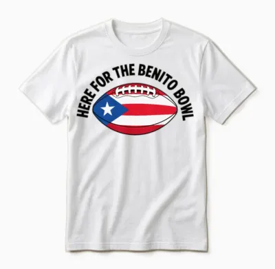 Here for the Benito,puerto Rico Flag Football Ball Unisex T-Shirt - White