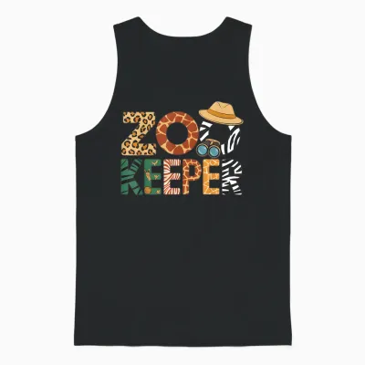 Zookeeper Costume Art Animals Safari Savanna Zoo Keeper Unisex Tank Top - Black