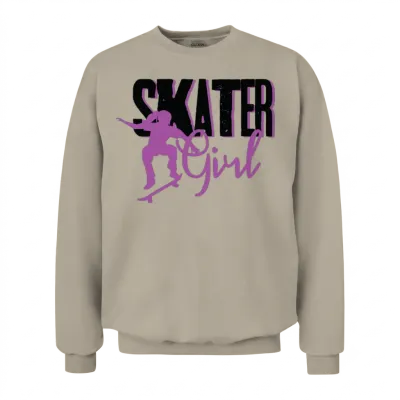 Skater Girl Skateboarding Unisex Sweatshirt - Sand