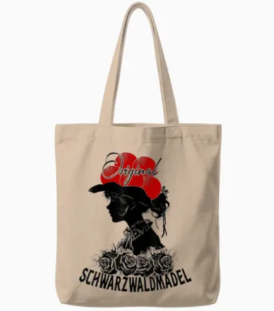 Original Black Forest Girl Roses Black Forest Bollenhut Costume T-Shirt, Gray Tote Bags - Natural