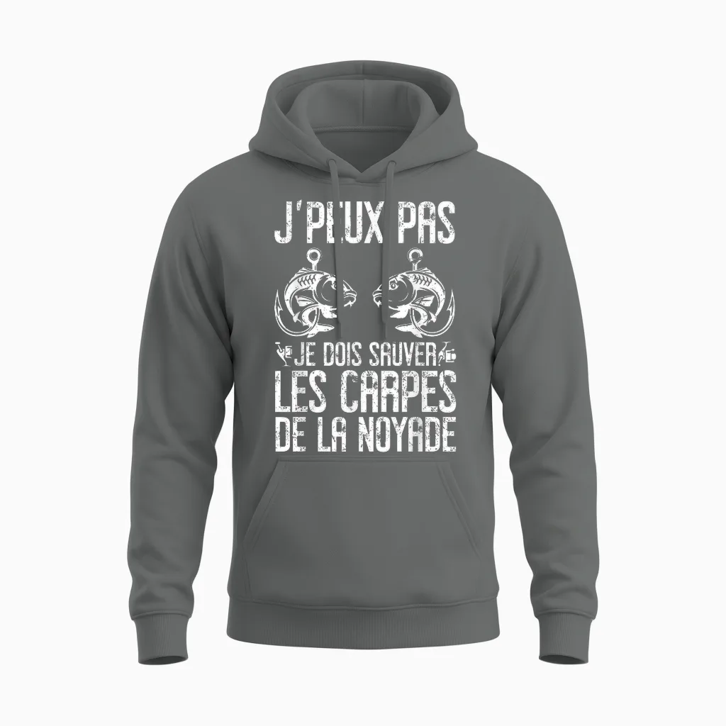 Carp Carpist Humour | Carp Fisherman | Fish T-Shirt, Black, S Unisex Hoodie in Graphite Heather