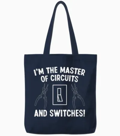 Electrician Master of Circuits and Switches Tote Bags - Navy