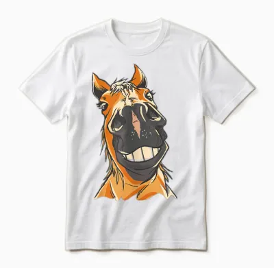 Braunes Pferd Lustiges Motiv Pferde Mädchen Stall Und Reiten Unisex T-Shirt - White