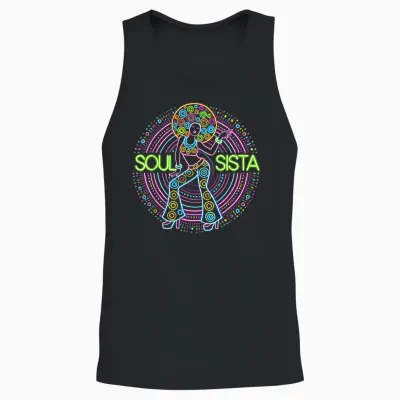 Soul Sista Afro 70s Soul Music Retro Disco Black Funk Lovers Unisex Tank Top - Black