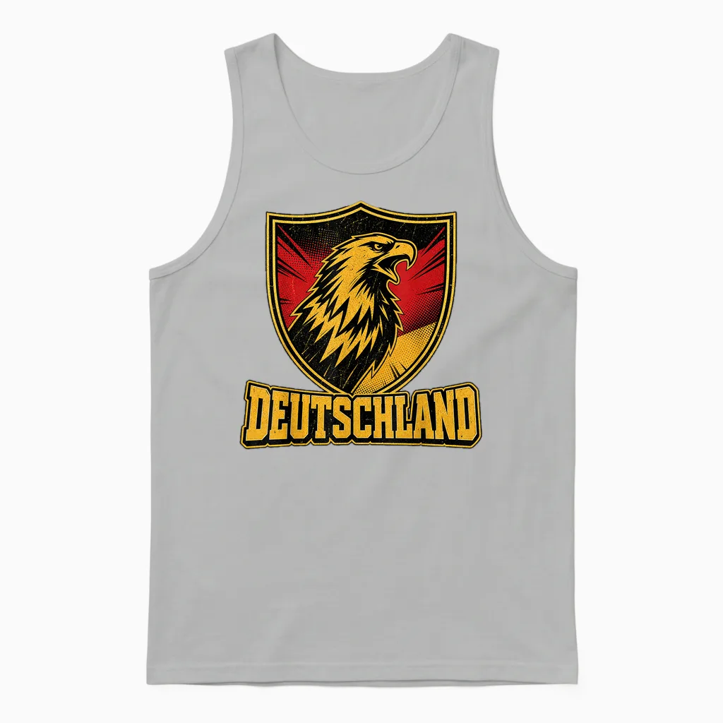 Deutschland Adler - Fan Design Schwarz Rot Gold Unisex Tank Top in Ash