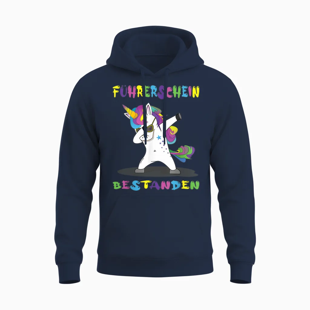 Einhorn Führerscheinprüfung Fahrprüfung Bestanden Unisex Hoodie in Navy