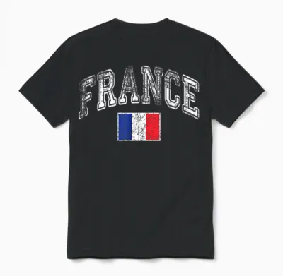 France Flag Vintage Unisex T-Shirt - Black