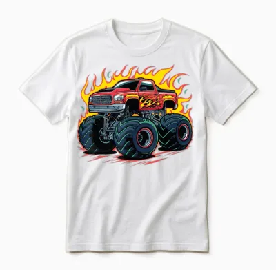 Monster Truck T-Shirt for Toddlers Youth & Adults, Black, S Unisex T-Shirt - White