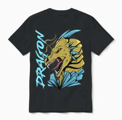 Retro Spooky Dragon Unisex T-Shirt - Black