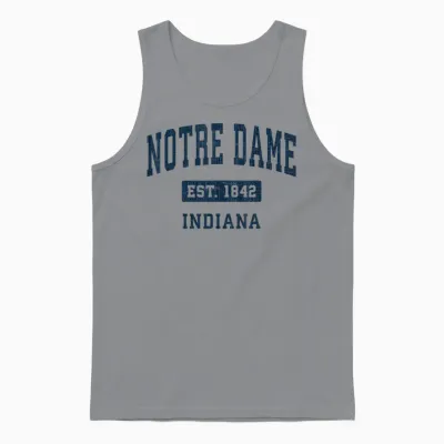 Notre Dame Indiana in Vintage Navy 90s Style Sports Design Unisex Tank Top - Sport Grey
