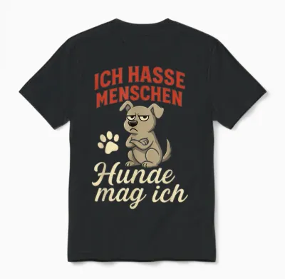 T-Shirt with German Text "ich Hasse Menschen Hunde Mag Ich Hasse Menschen" Unisex T-Shirt - Black