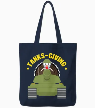 Tanks Giving Thanksgiving Turkey Tank Military Tote Bags - Navy