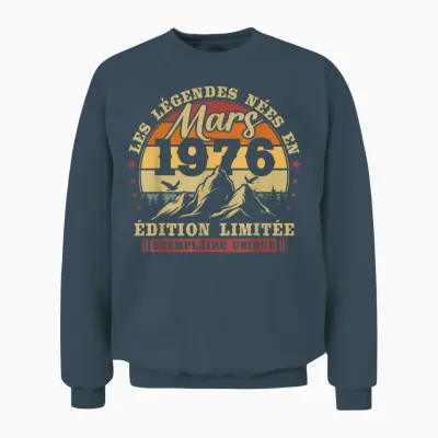 Vintage Mars 1976 Rétro Anniversaire 50 Ans Hommes Femmes Unisex Sweatshirt - Dark Heather