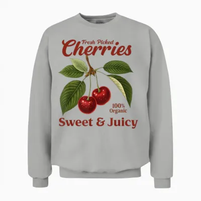 Fresh Picked Cherries Fresh and Juicy Outfit Mit Kirschen Unisex Sweatshirt - Ash