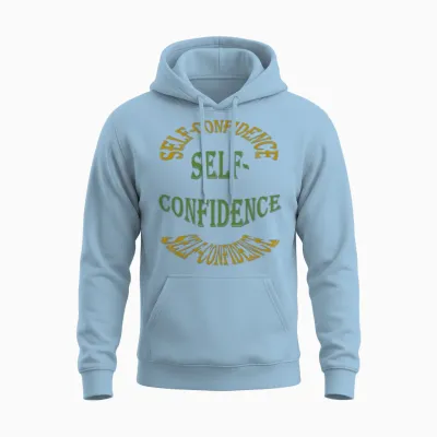 Self Confidence Typography Circle Unisex Hoodie - Light Blue