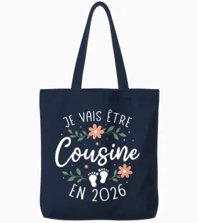 I Will Be Cousin in 2026 - Pregnancy Cousine Tote Bags - Navy