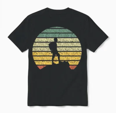 Hiking Silhouette Vintage Unisex T-Shirt - Black