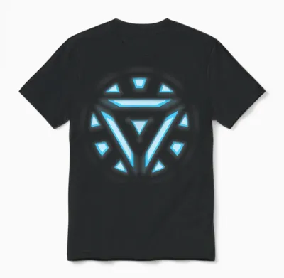 Marvel Studios Iron Man Tony Stark Arc Reactor T-Shirt, Black Unisex T-Shirt - Black