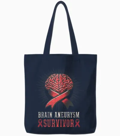Brain Aneurysm Survivor Brain Aneurysm Survivor Tote Bags - Navy
