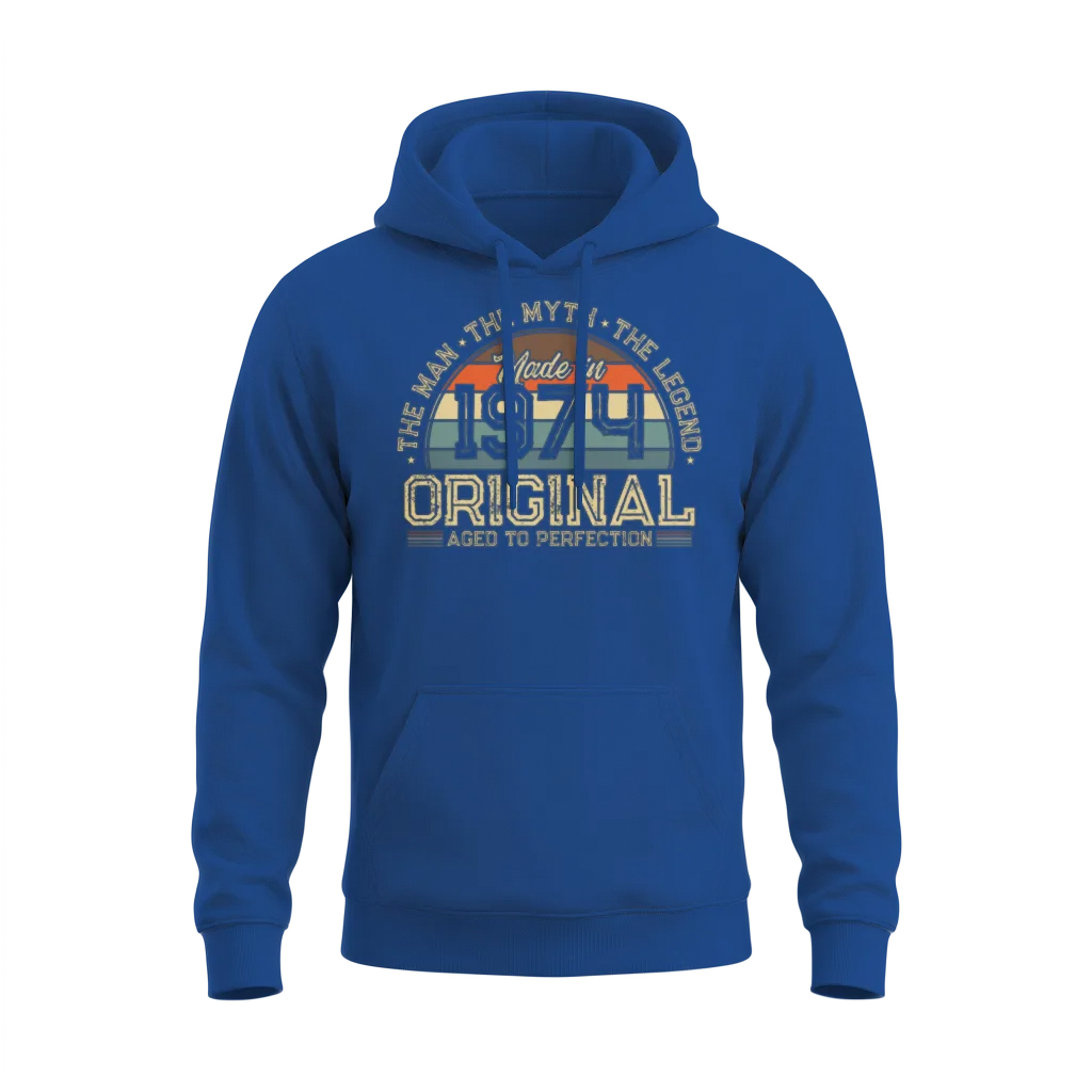 Vintage 1974 Retro Unisex Hoodie - Royal