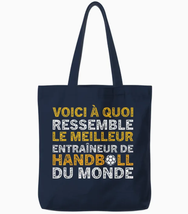 Funny Coach Best Handball Coach T-Shirt, Black, S Tote Bags in Navy