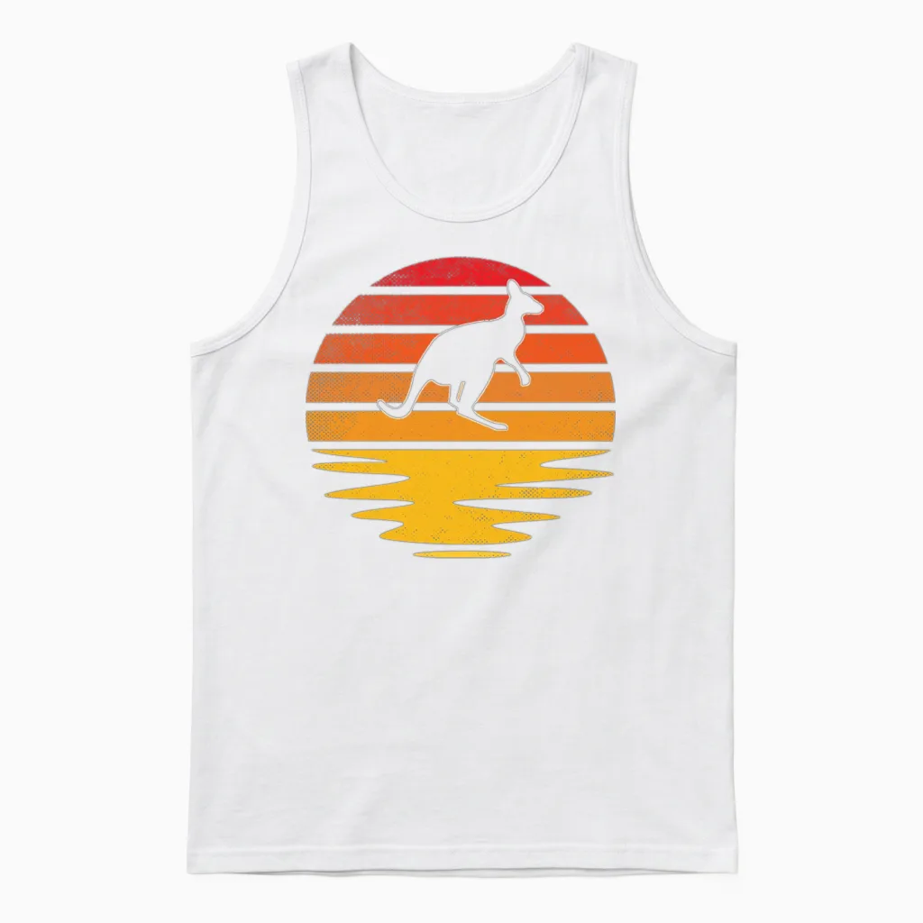 Kangaroo Retro Unisex Tank Top in White