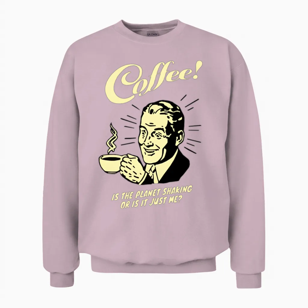 Old Retro Coffee Man Unisex Sweatshirt - Light Pink