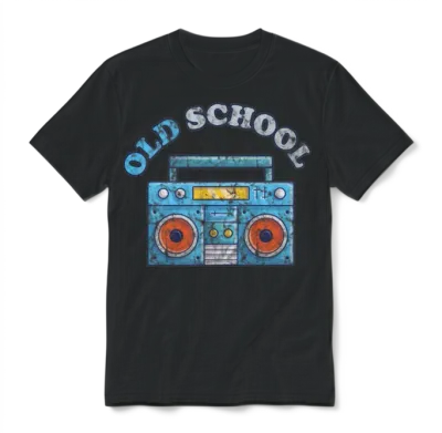 Old School Ghettoblaster Retro Unisex T-Shirt - Black