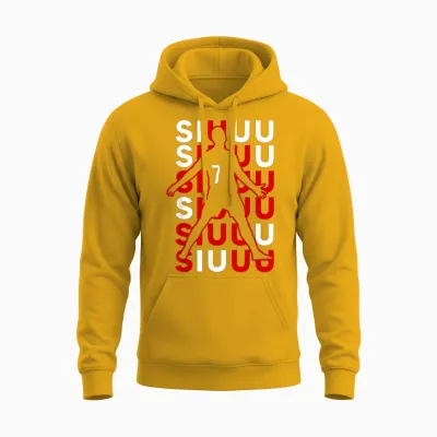 Siuuuu Funny Soccer Present for Soccer Lovers Fan Kid's Boys Unisex Hoodie - Gold