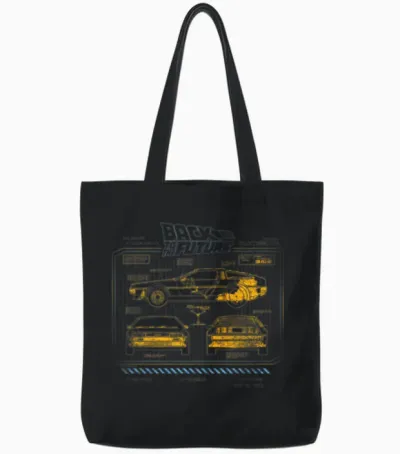 Back to the Future 35th Anniversary Delorean Tote Bags - Black