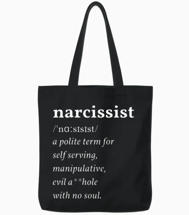 Narcissist Definition Tote Bags in Black