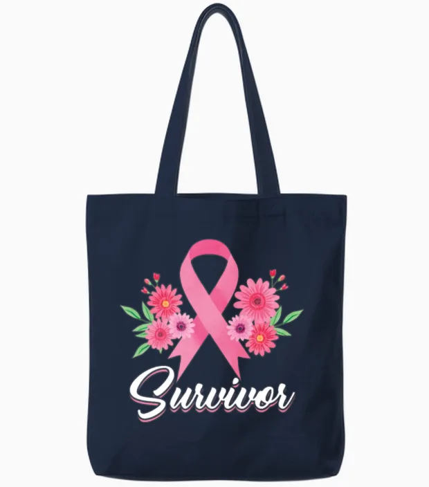 Survivor Cancer Survivor Awareness Cancer Survivor Tote Bags in Navy
