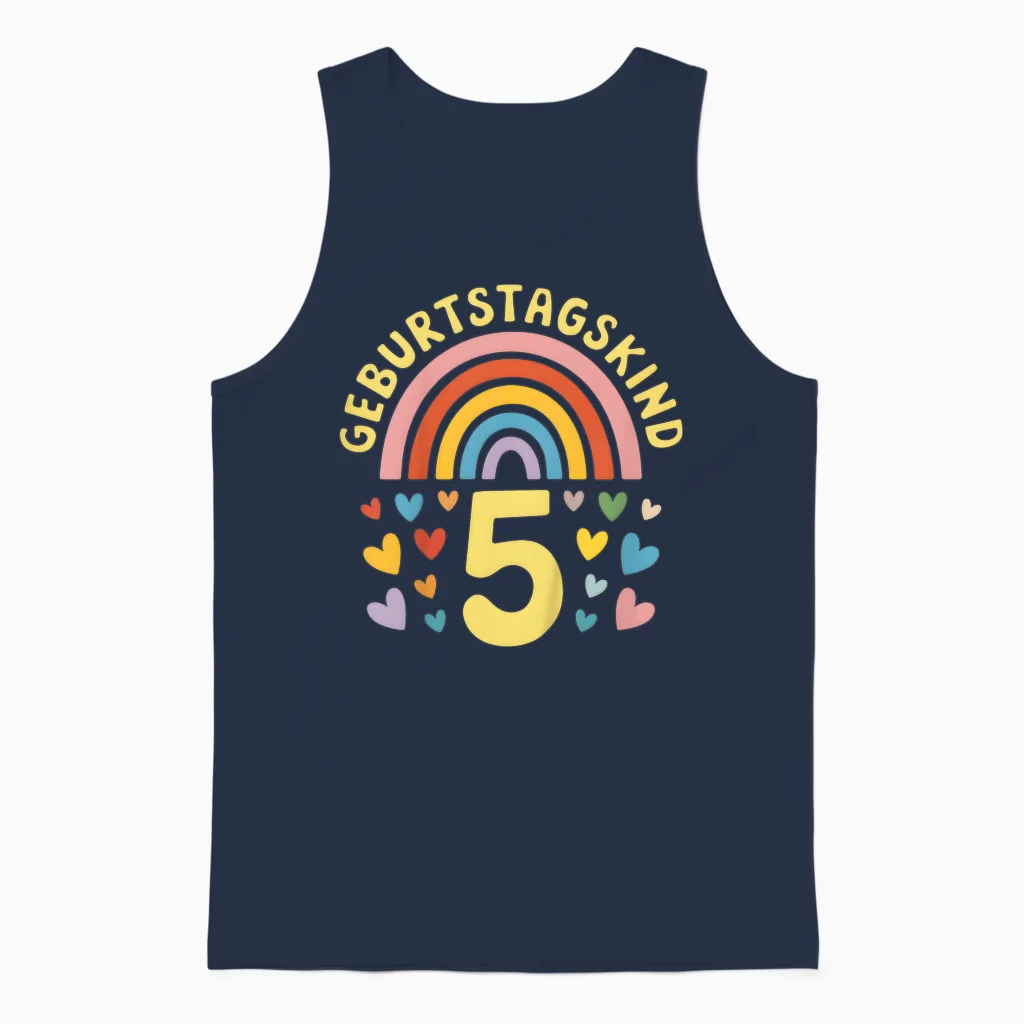 5. Geburtstag Kindergeburtstag Fünfter Geburtstag Regenbogen Unisex Tank Top in Navy