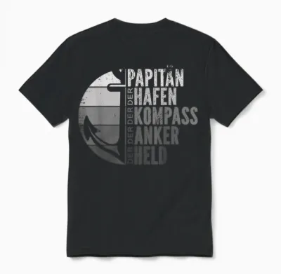 Herren Papitän Papa Kapitän Vatertag Captain Anker Segler Schiffer Unisex T-Shirt - Black