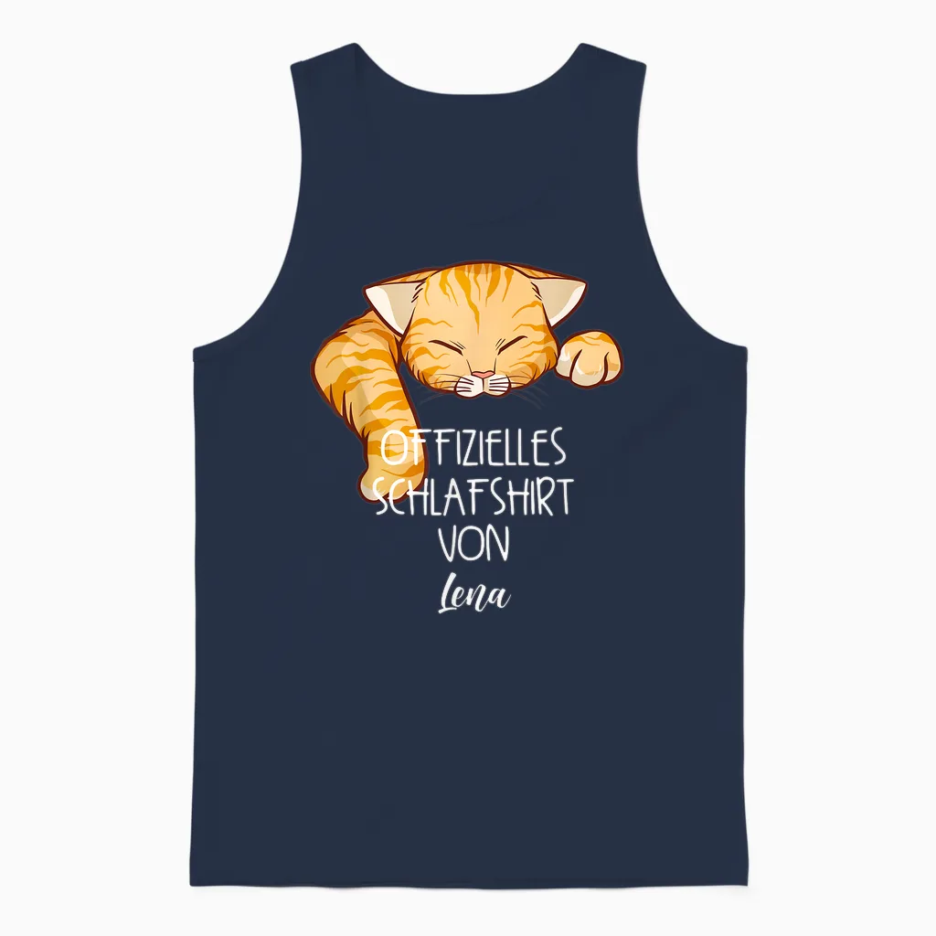 Offizielles Schlafshirt Von Lena Nachthemd Katzen Unisex Tank Top in Navy