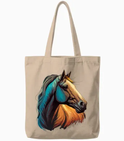 Head of Horse Tote Bags - Natural