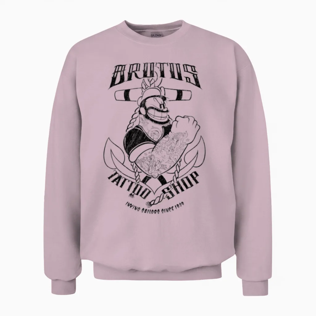 Brutus Tatttoo Shop Unisex Sweatshirt in Light Pink