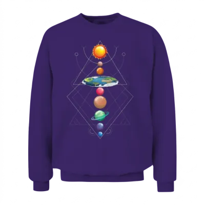 Solar System Flat Earth I Love My Planet Space Unisex Sweatshirt - Purple