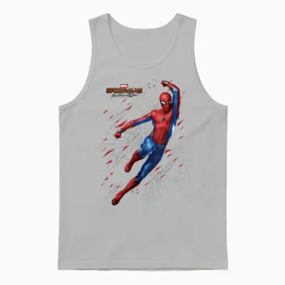 Marvel Spider-Man Far from Home Web Swing Shatter Portrait Unisex Tank Top - Ash