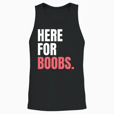 Here for Boobs Breast Cancer Support October Pink Unisex Tank Top - Black