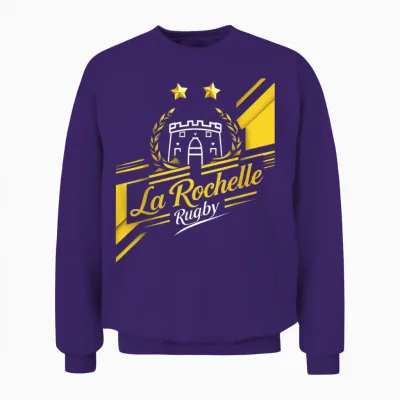La Rochelle 2 Stars Rugby Supporter Rochelais Gift T-Shirt, Black, S Unisex Sweatshirt - Purple