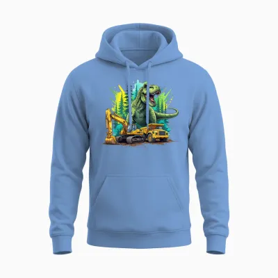 Dino Und Bagger Cooles Tyrannosaurus Fahrzeug Dinosaurier Unisex Hoodie - Carolina Blue
