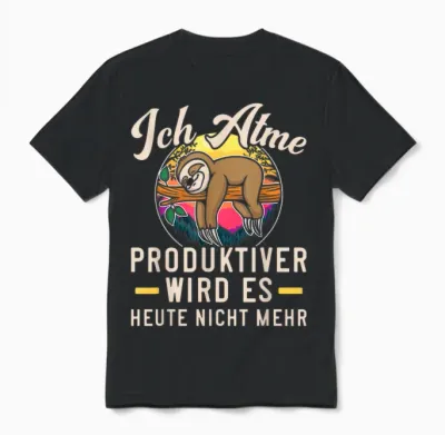 Lustiges Faultier Ich Atme Produktiver Wird Es Heute Nicht Unisex T-Shirt - Black