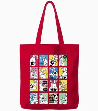 Looney Tunes Bugs Bunny Tiles Tote Bags - Red