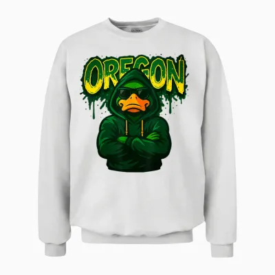Oregon Apparel Retro Vintage Animal Men Women Boys Girl Unisex Sweatshirt - White