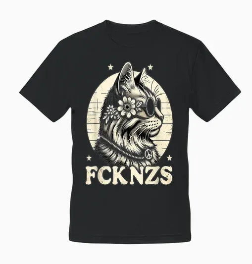 Fck Nzs Cute Cat T-Shirt, Black Unisex T-Shirt - Black