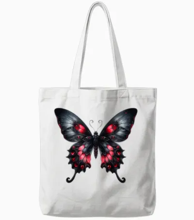 Crimson Obsidian Butterfly Tote Bags - White