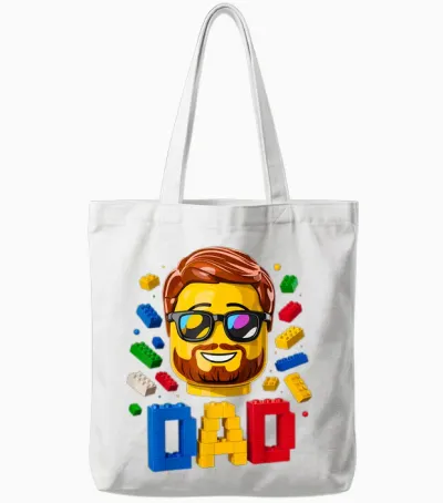 Family Dad Master Builder Building Bricks Blocks Fathers Day Tote Bags - White
